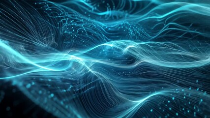 Poster - abstract digital waves: a mesmerizing digital rendering of flowing waves in shades of blue, evoking 