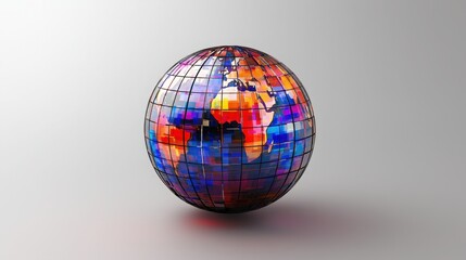 Poster - Vibrant colorful glass egg displaying intricate clean tech patterns in a 3d globe representation of innovation