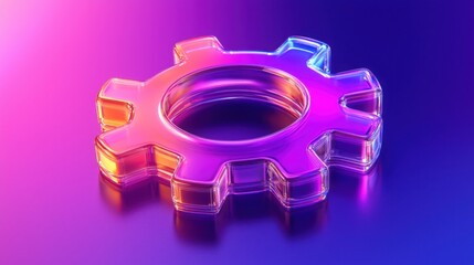 Poster - abstract gear wheel depicting mechanical design and engineering concepts in a futuristic digital aes