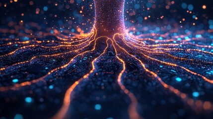 Aufkleber - Enchanting tree illuminated by numerous twinkling lights creating a magical atmosphere in a nighttime landscape