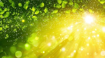 Poster - Serene green background bathed in sunlight creating a relaxing and refreshing atmosphere for eco-friendly designs