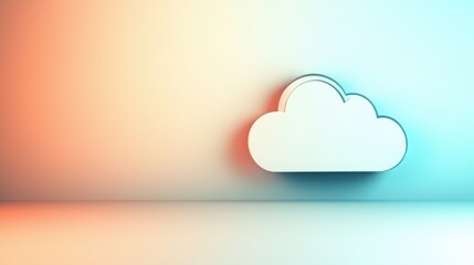 Poster - Simple cloud icon representing cloud computing services in a minimalistic design on a bright background