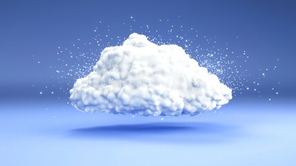 Aufkleber - A beautiful white cloud with snow gently falling from it creating a magical atmosphere with sparkling effects