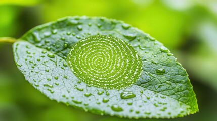 Poster - A leaf featuring a unique spiral pattern symbolizing the concept of digital fingerprints in nature and technology integration