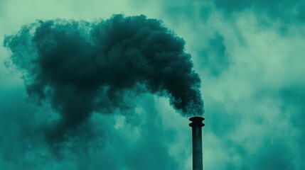 Poster - Industrial smokestack surrounded by emissions illustrating the need for machine learning solutions to reduce pollution