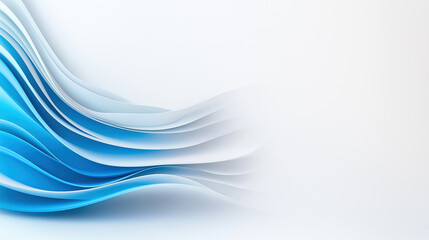 Fototapete - Abstract design featuring flowing blue waves on a white background