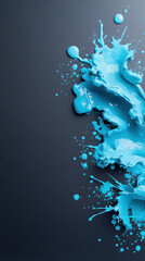 Poster - Bright blue paint splash creates an artistic effect on dark surface