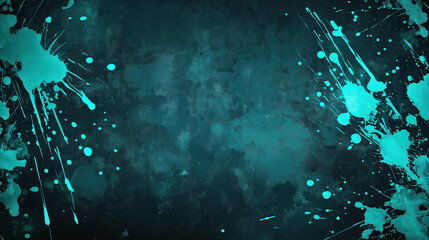 Poster - Colorful paint splatter background with vibrant teal accents