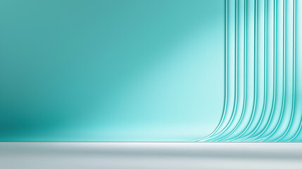 Poster - Modern studio backdrop in vibrant turquoise with gentle curves
