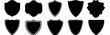 © Muhammad - Collection of ten black shield silhouettes isolated on a white background. Set of various shapes for security, protection, or heraldic emblems.