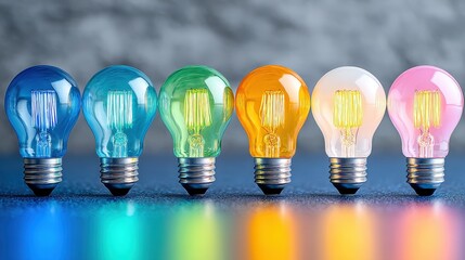 Poster - A vibrant display of colorful light bulbs arranged in a row, showcasing a variety of shades against a blurred background, Diversity Inclusion And Belonging.