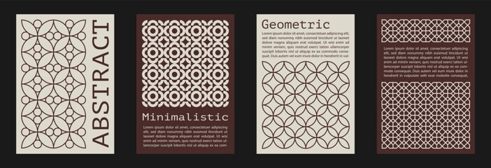 Wall Mural - set of poster with line geometric shapes pattern.stars, liquid connected dots, line shapes. elements form, modern design for card, invitation, wallpaper, poster	