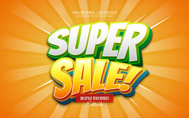 Fototapete - Super sale comic 3d text effect editable