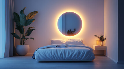 Poster - an ai powered smart mirror providing real time beauty and health analysis, sleek minimalist bedroom 