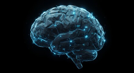 Aufkleber - Digital Brain Concept Illustration Representing Artificial Intelligence and Neural Network Activity, Glowing with Intricate Connections on a Dark Background