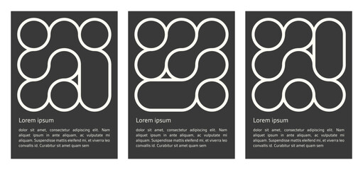 Wall Mural - set of black poster with geometric shapes pattern. liquid connected dots, line shapes. elements form, modern design for card, invitation, wallpaper, poster	
