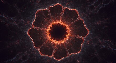 Aufkleber - Abstract fractal design featuring a mesmerizing fiery flower pattern with intricate details and a dark central vortex, creating a captivating visual experience.