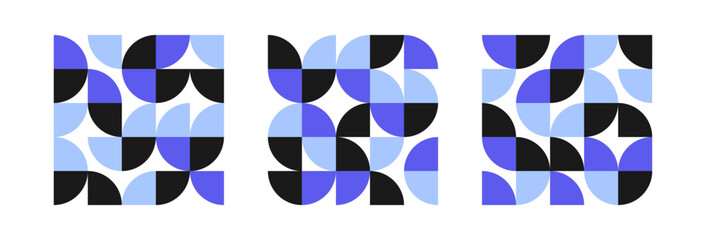 Wall Mural - Set of geometric black and blue poster, shapes pattern, abstract collection of backgrounds, geometry modern design for card, invitation, wallpaper