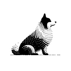 Poster - Contour illustration of a dog in dot style, transparent background  