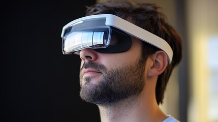 Poster - Software developer is wearing a virtual reality headset