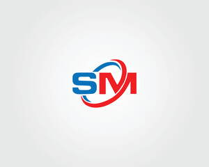 Poster - Letter SM creative monogram logo design concept vector template.