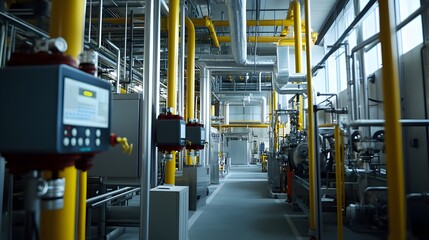 Poster - A modern industrial facility showcasing advanced machinery and piping systems