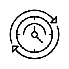 Poster - Clock time management productivity workflow efficiency process automation icon vector design  chars