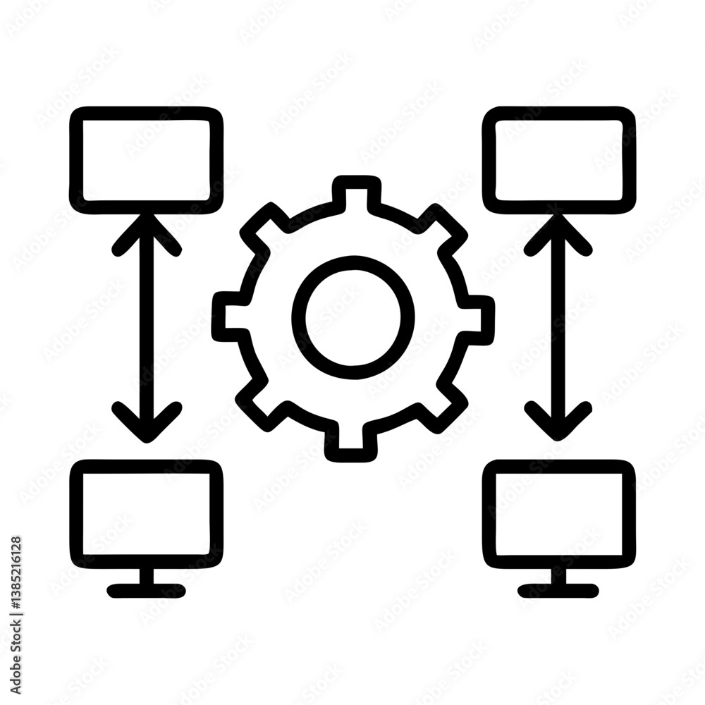 Network configuration system diagram showing data flow and settings ...