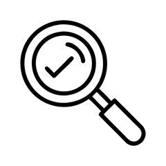 Poster - Magnifying glass with check mark icon for search verification and quality assurance confirmation symbol design