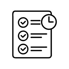 Poster - Checklist task management with clock icon for time management and productivity in vector format design