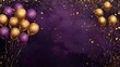 © yuan - Purple and Gold Balloons with Confetti on Dark Background