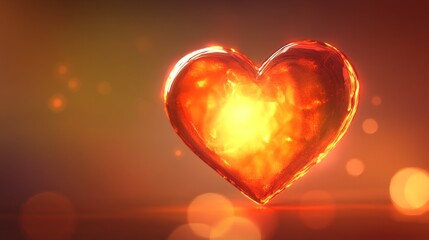 Poster - Fiery heart symbolizing love abstract digital artwork bright glow warm colors close-up view deep emotional meaning