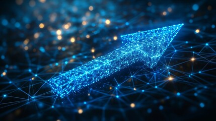 Fototapete - Digital innovation futuristic arrow made of data points virtual environment abstract concept technology focus