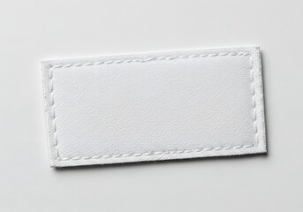 Fototapete - Blank White Fabric Patch with Stitched Border - Customizable Label Tag Template for Branding and Design.