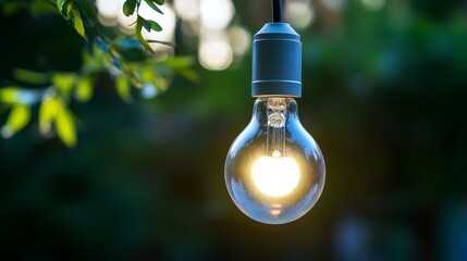 Poster - Illuminating nature's beauty outdoor light bulb glow garden photography evening close-up warmth