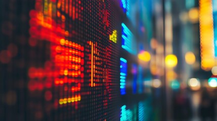 Poster - Dynamic stock market display financial district digital art urban environment close-up view investment trends