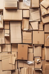 Poster - Stack of cardboard boxes forming a brown abstract background