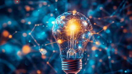 Poster - Illuminating innovation the lightbulb concept and digital network connections abstract science environment futuristic viewpoint