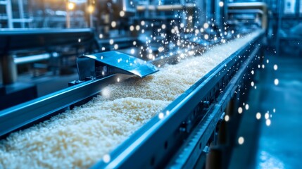 Poster - rice production process industrial facility photography manufacturing plant close-up efficiency in f