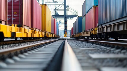 Poster - Freight transport operations railway yard industrial scene urban environment ground view logistics efficiency