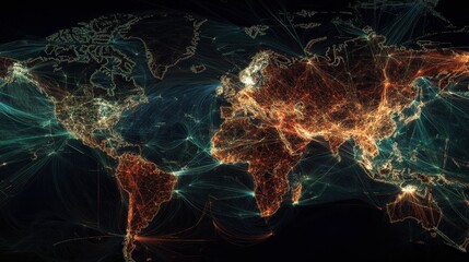 Poster - Global network visualization digital mapping infographic data-driven technology abstract concept