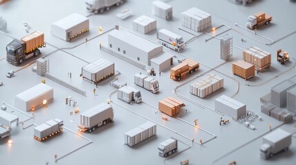Poster - logistics optimization in modern transportation hub urban setting 3d model industrial environment ae