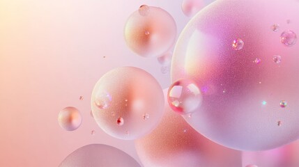 Poster - Bubbles floating in soft colors abstract digital environment graphic design relaxing atmosphere colorful viewpoint modern aesthetic