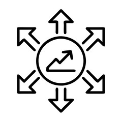 Poster - Growth direction strategy business development concept with arrows pointing outwards line icon design vector