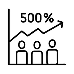 Poster - Growth chart showing five hundred percent increase with team members and upward trend line graph icon 