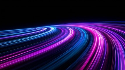 Leinwandbilder - Dynamic vibrant light trails in pink and blue colors creating a futuristic abstract pattern : Generative AI