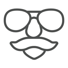 Poster - face with mustache and sunglasses line icon, police concept. vector graphics. sheriff face, policema