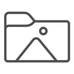 Poster - images folder line icon, windows pack concept. vector graphics. folder with mountain and sun, galler