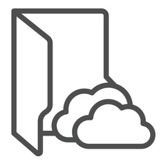 Fototapete - Cloud storage folder line icon, windows pack concept. Vector graphics. Folder with cloud, remote data sign on white background, outline style icon for mobile or web design.