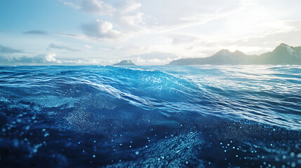 Poster - An AI powered system analyzing oceanic data for climate change and environmental preservation, marine environment with real-time ocean data and climate change modeling, Environmental technology style